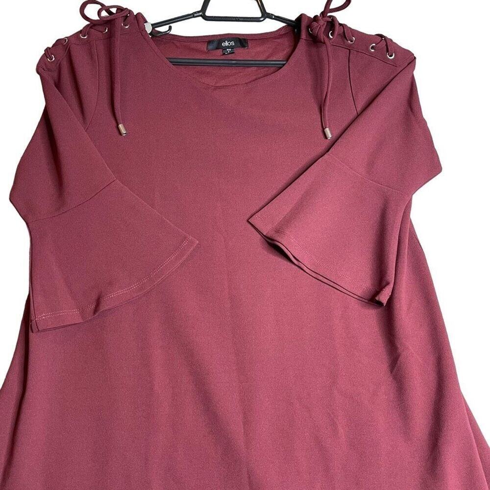 Ellos Women's 3/4 Sleeves Burgundy Top‎ Blouse Size Small 10/12 - Picture 2 of 11